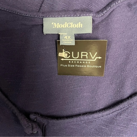 Modcloth Navy Blue Button Front Top - Size 4X - Picture 3 of 3